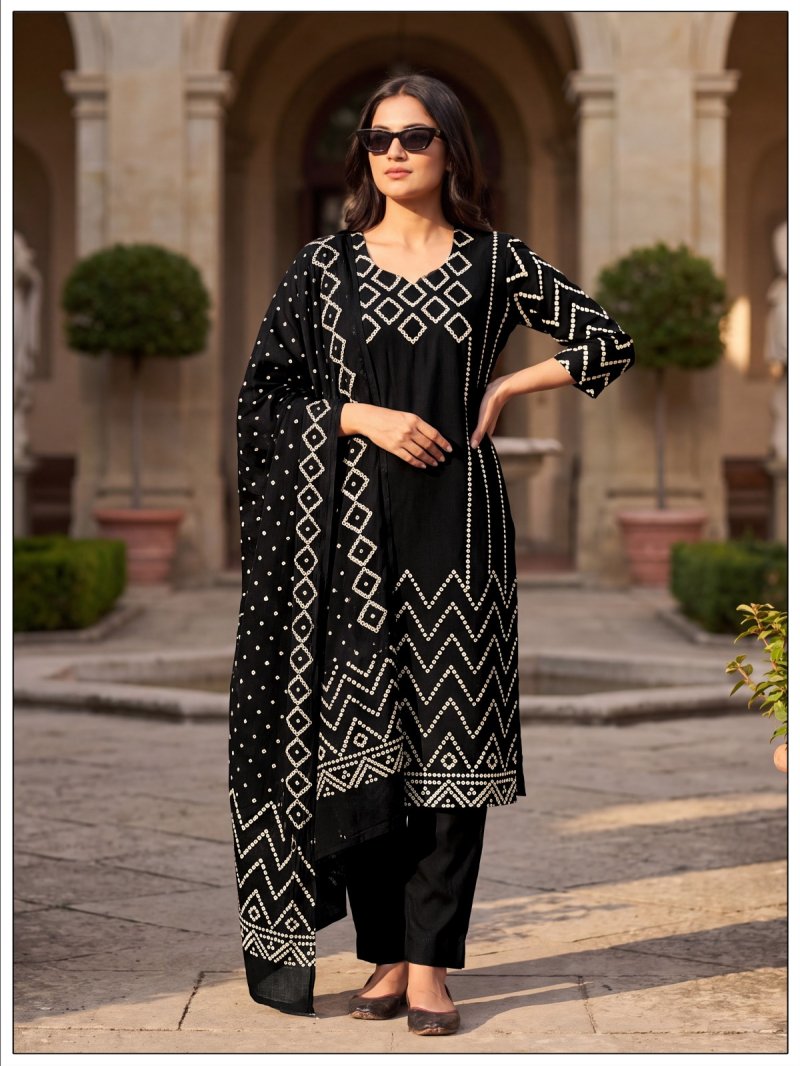 Ff Dhabu Cotton Printed Kurti With Bottom Dupatta
